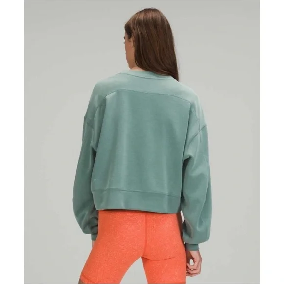Lululemon Perfectly Oversized Cropped Crew Softstreme™ Tidewater Teal 12 - Picture 3 of 5